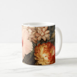 Caneca De Café Arranjo Floral Vintage Vibrante