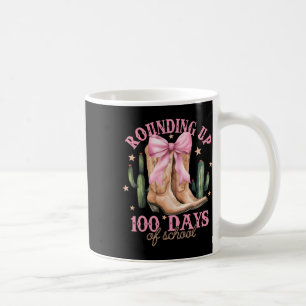 Caneca De Café Arredondando 100 Dias De Escola Laço Cor-de-rosa C