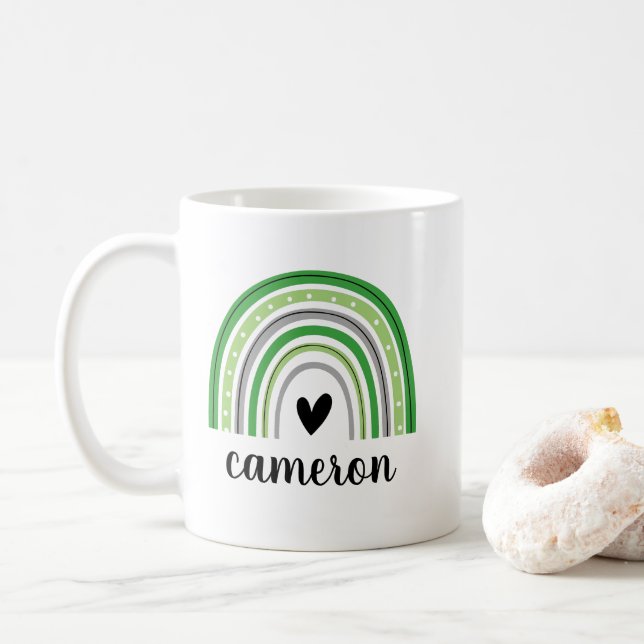 Caneca De Café Arromântico Arco-íris Personalizado (Com Donut)