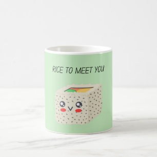 Caneca De Café Arroz Para Te Conhecer Kawaii Sushi Coffee Mug