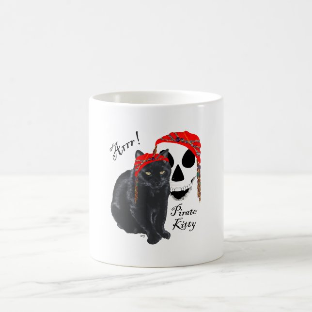 Caneca De Café Arrrr!  Gata Pirata Preta Kitty (Centro)