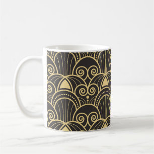 Caneca De Café Art Deco: Azulejos Geométricos Ouros.