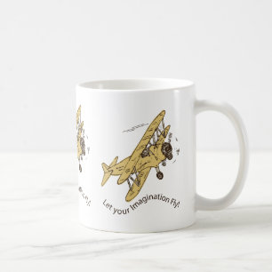 Caneca De Café Art Deco Bi-Aviões - deixe sua imaginação voar.
