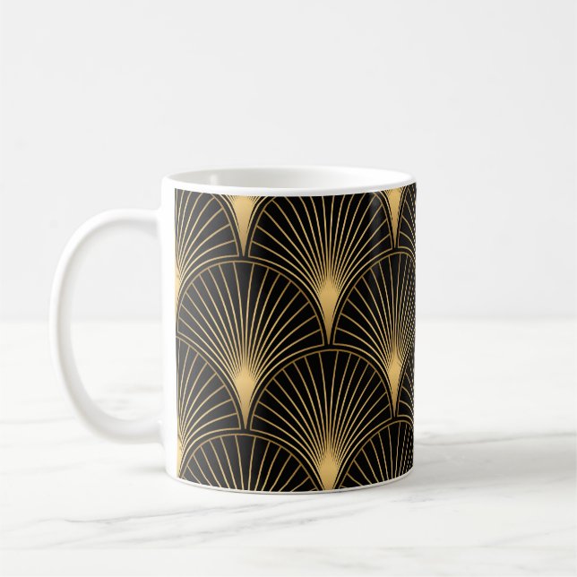 Caneca De Café Art Deco Black Dourado: Luxo sem costura (Esquerda)