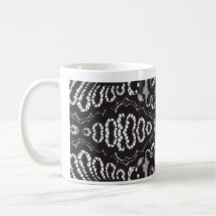Caneca De Café Art Deco Bohemian Chic floral Gótica lace negro