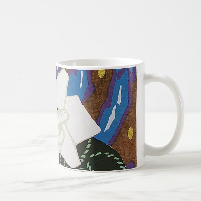 Caneca De Café Art Deco Design n.o 12 Rosa Branca (Direita)