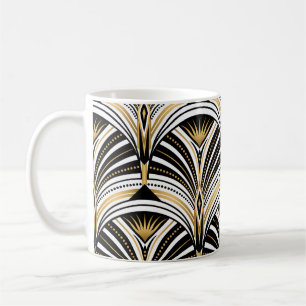 Caneca De Café Art Deco Dourada Elegância Negra: Vinte e Vinte Es