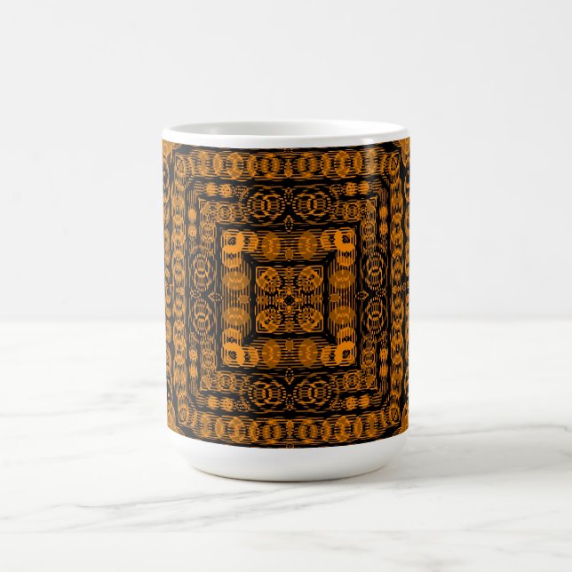 Caneca De Café Art Deco Dourado Retro Squares Abstrato (Centro)