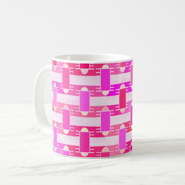 Caneca De Café Art Deco industrial chic - rosa, fúcsia, orquídea (Frente Esquerda)