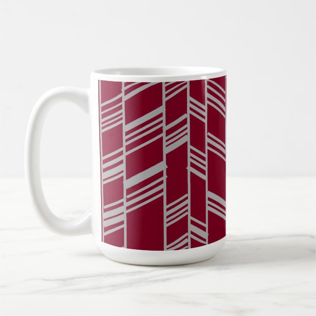 Caneca De Café Art Deco Lines - Maroon (Esquerda)
