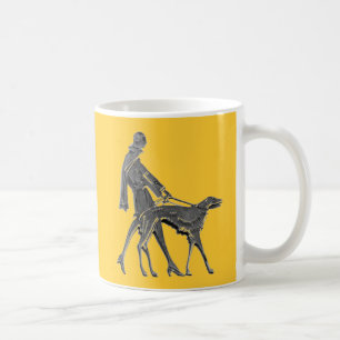 Caneca De Café Art Deco Mulher e Cão