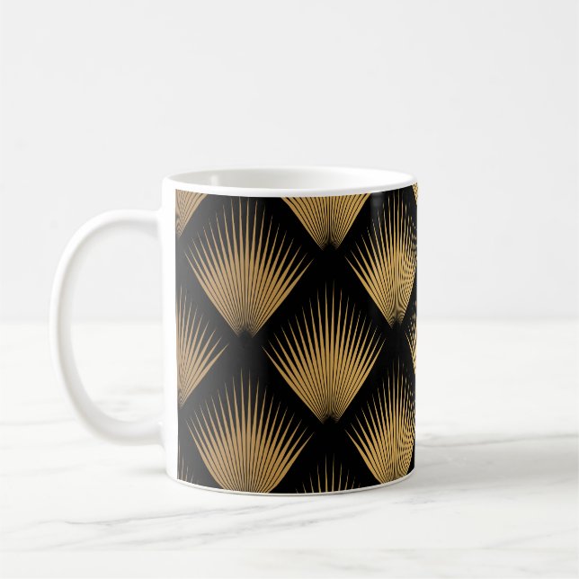 Caneca De Café Art Deco, padrão de ouro negro. (Esquerda)