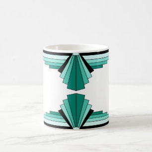 Caneca De Café Art Deco Patterin in Greens Coffee Mug