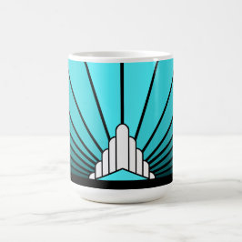 Caneca De Café Art deco sun em aqua Mug