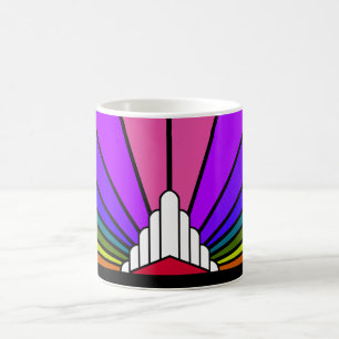 Caneca De Café Art deco sun no arco-íris