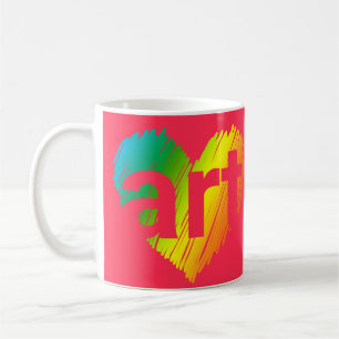 Caneca De Café Art Lover, Grande Coração com Arte Palavra, Arte C