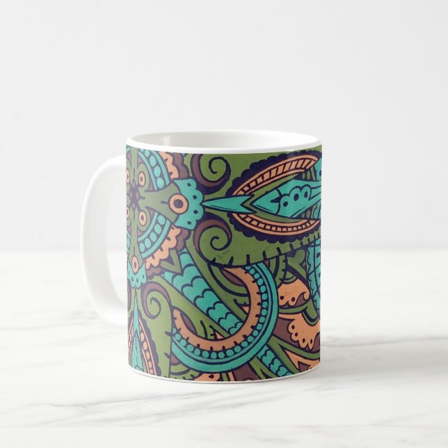 Caneca De Café Art nouveau abstrato padrão criador (Frente Esquerda)
