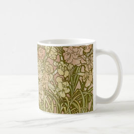 Caneca De Café Art Nouveau Alfonse Mucha Flores de cravo florais