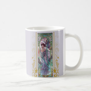 Caneca De Café Art Nouveau Alphonse Mucha Evening Contemplação