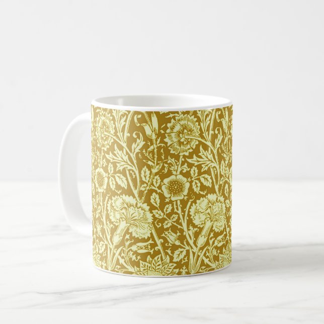 Caneca De Café Art Nouveau Carnação, Mostarda Dourada e Amarela (Frente Esquerda)