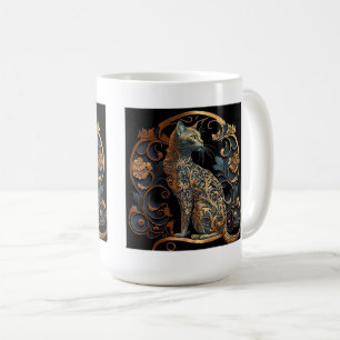 Caneca De Café Art Nouveau Cat Classic Mug, 15 oz