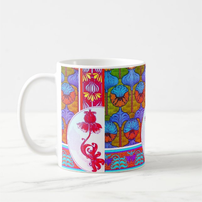 Caneca De Café Art nouveau floral Verneuil imperial azul-rosa (Esquerda)