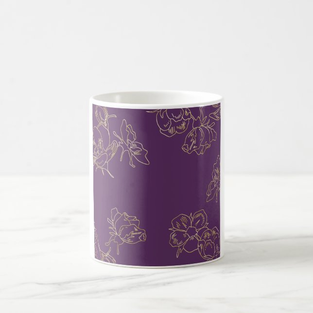 Caneca De Café Art Nouveau Flores Douradas (Centro)