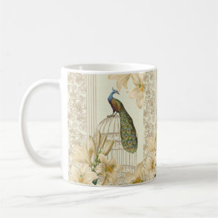 Caneca De Café art nouveau french lily vintage birdcage paciock
