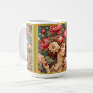 Caneca De Café Art Nouveau Fruta Floral Mug