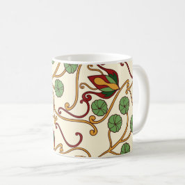 Caneca De Café Art Nouveau-inspired floral design