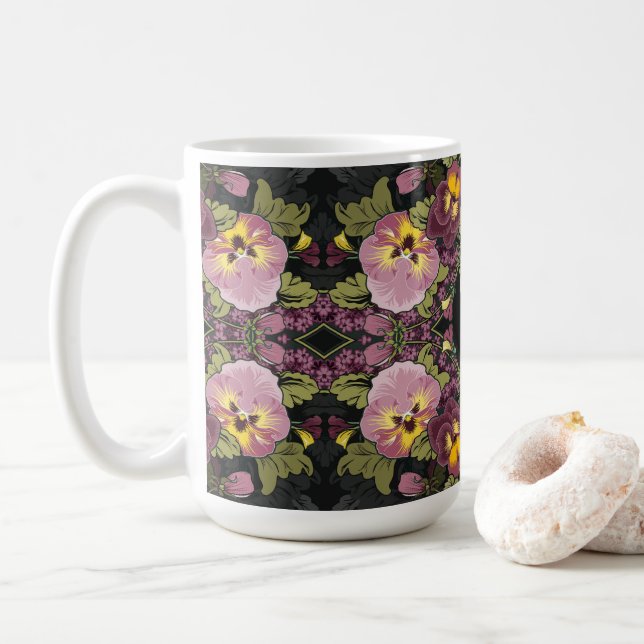 Caneca De Café Art Nouveau Jardim de Pânico (Com Donut)