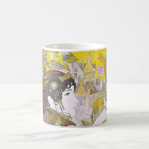 Caneca De Café Art Nouveau Lady