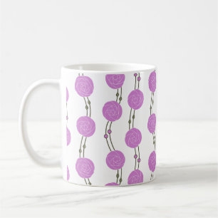 Caneca De Café Art Nouveau Mackintosh Rosas Listras Rosa