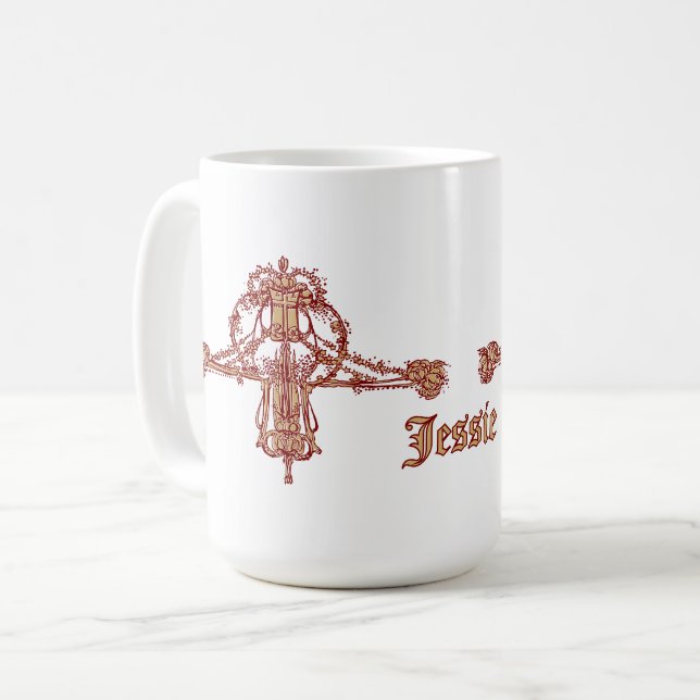 Caneca De Café Art Nouveau Ornament de Jessie Marion King (Frente Esquerda)