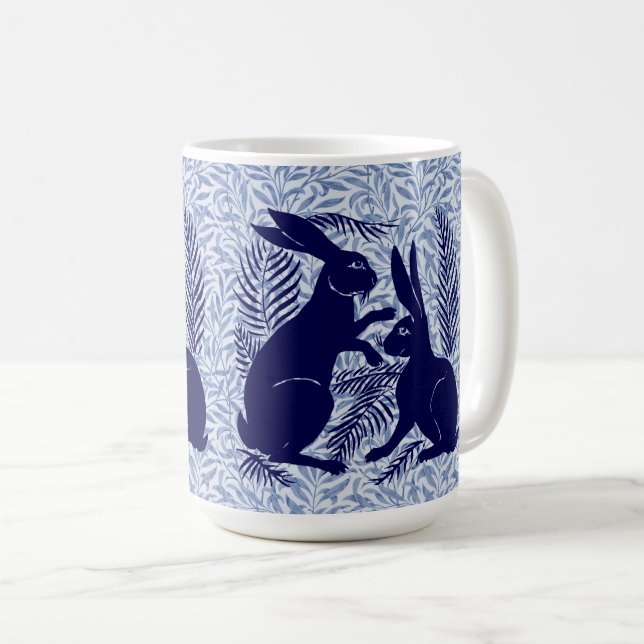 Caneca De Café Art Nouveau Par dos Coelhos De Morgan e Morris (Frente Esquerda)