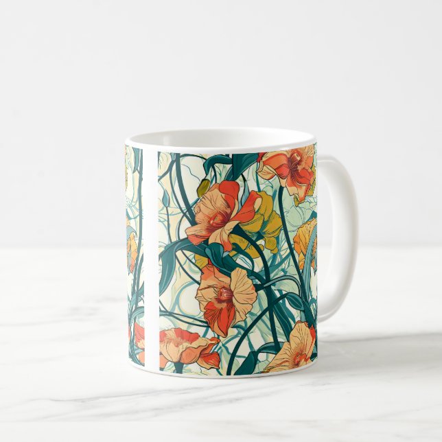 Caneca De Café Art Nouveau Pattern (Frente Esquerda)