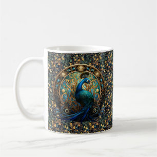 Caneca De Café Art Nouveau Peacock sobre Ivy Coffee Mug 2