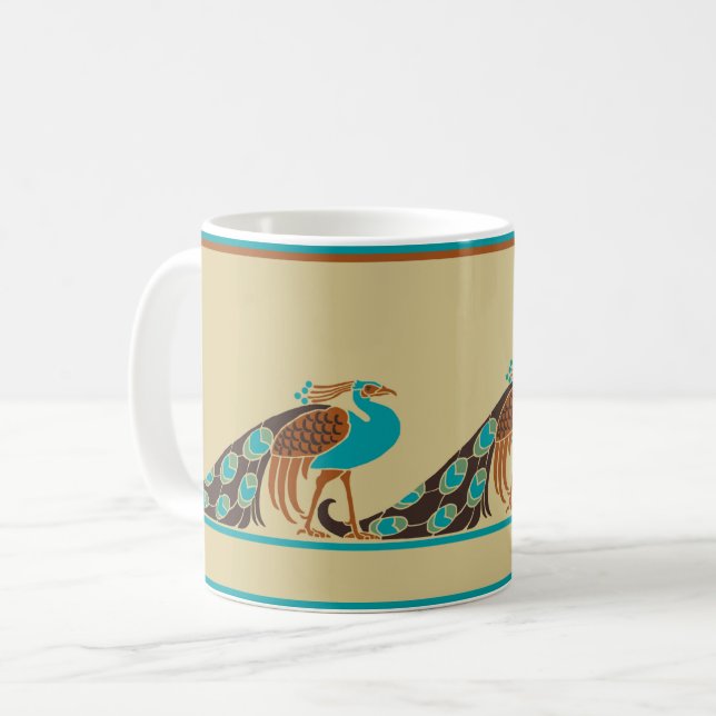 Caneca De Café Art Nouveau Peacocks Coffee Mug (Frente Esquerda)