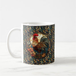 Caneca De Café Art Nouveau Rooster sobre Ivy Coffee Mug
