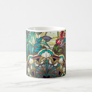 Caneca De Café Art nouveau Vidro colorido parece vintage floral