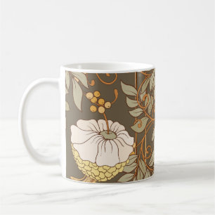 Caneca De Café Art Nouveau: Vintage Floral Decorativa.