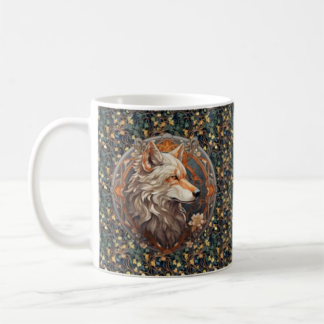Caneca De Café Art Nouveau Wolf sobre Ivy (Esquerda)