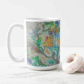 Caneca De Café Arte Abstrata da Natureza Fantasia - Boho Colorida