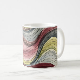 Caneca De Café Arte Abstrata de Aquarela Pintada à Mão com Redemo