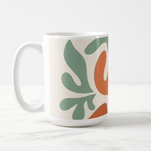 Caneca De Café arte abstrata de parede em verde salvia e terracot