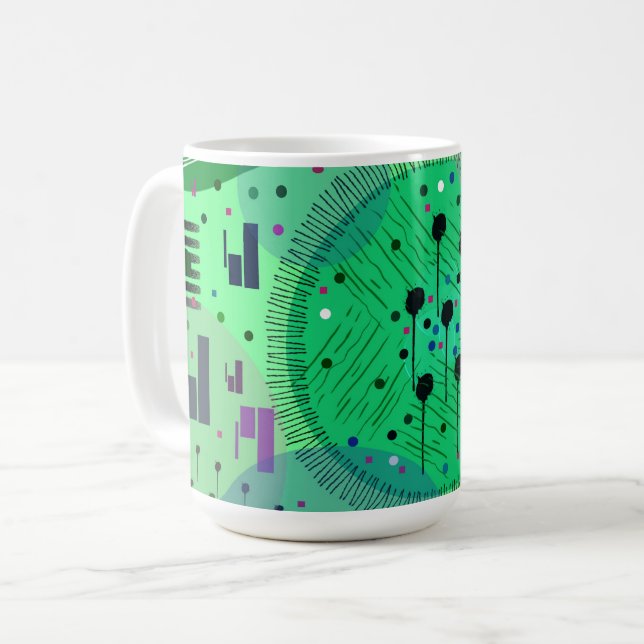 Caneca De Café Arte Abstrata: Fruta Kiwi Verde (Frente Esquerda)