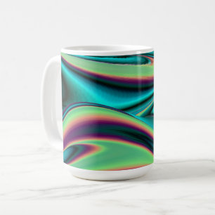 Caneca De Café Arte Abstrata Futurista 3D Metálica Arco-Íris