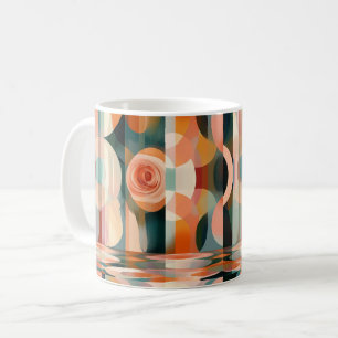Caneca De Café Arte abstrata geométrica. Floral vintage