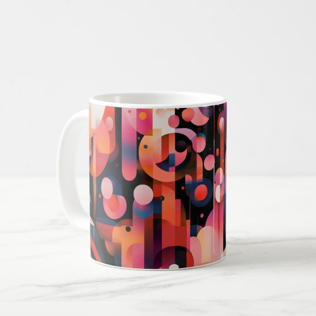 Caneca De Café Arte abstrata geométrica. retrô vintage (Frente Esquerda)