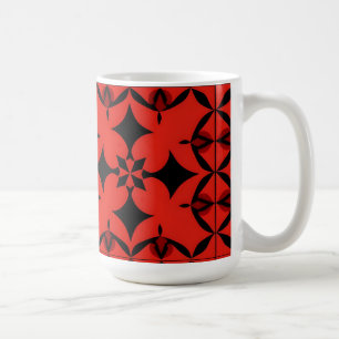 Caneca De Café Arte Abstrata Geométrica Vermelha e Preta